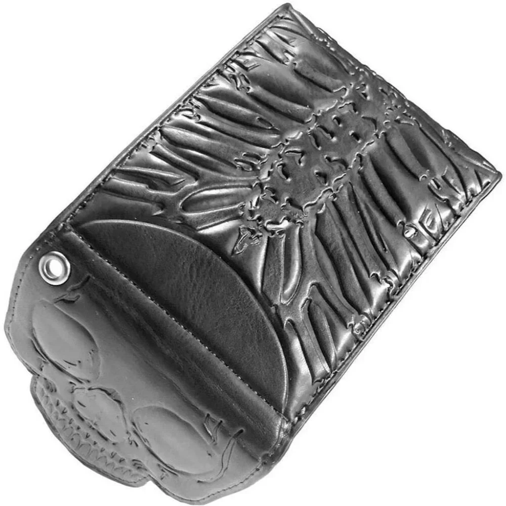 Men Horizontal Brown Credit Card ID Cash Container Pocket Leather Dragon Wallet